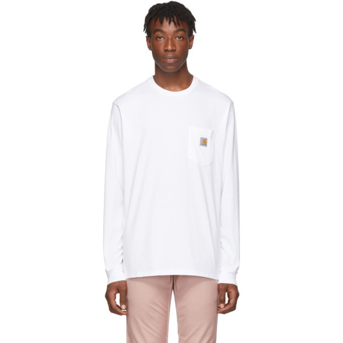 Photo: Carhartt Work In Progress White Long Sleeve Pocket T-Shirt