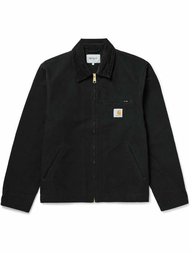 Photo: Carhartt WIP - Detroit Corduroy-Trimmed Organic Cotton-Canvas Jacket - Black