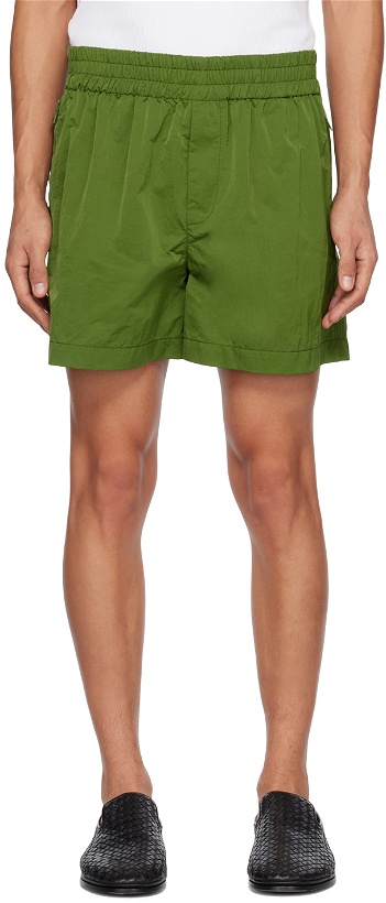 Photo: Bottega Veneta Green Crinkled Shorts