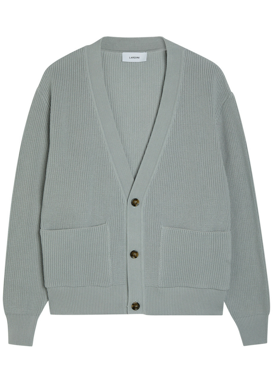 Lardini V-neck Knit Cotton Cardigan Light Blue