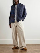Small Talk - Spread-Collar Gingham Cotton and Linen-Blend Shirt - Blue
