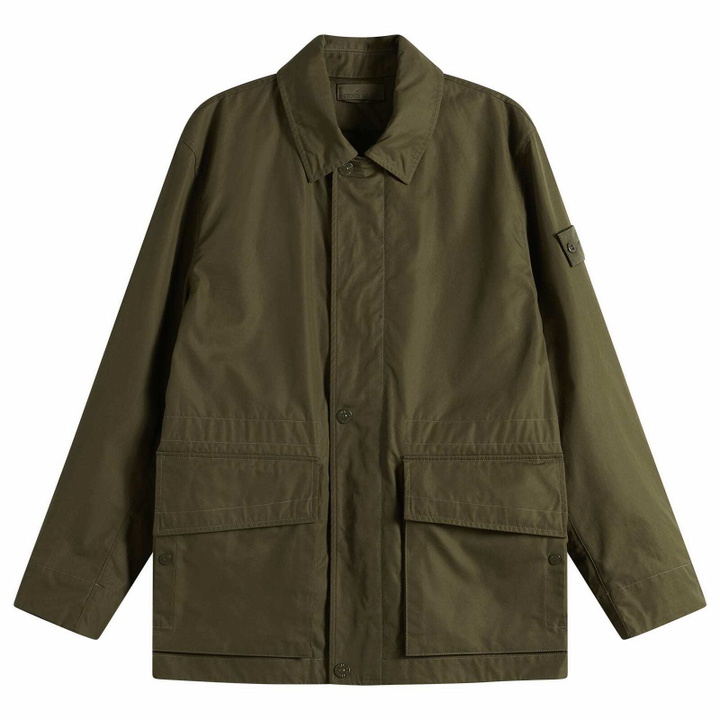 Photo: Stone Island Men's Ghost All-Weather Cotton Canvas Jacket in Military Green