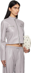 Nanushka Gray Aletta Faux-Leather Jacket