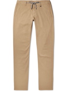 Canali - Slim-Fit Stretch-Cotton Twill Drawstring Trousers - Neutrals