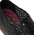 Dolce & Gabbana - Woven Leather and Straw Derby Shoes - Black