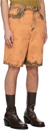 Dries Van Noten Orange Bleached Shorts
