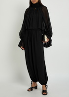 Tove Estelia Draped Barrel-leg Crepe Trousers Black