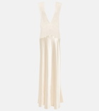Saint Laurent - Crêpe satin and lace maxi dress