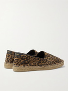 SAINT LAURENT - Leather-Trimmed Leopard-Print Suede Espadrilles - Animal print