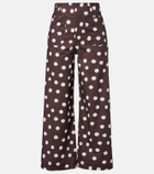 Adriana Degreas Polka-dot cotton-blend wide-leg pants