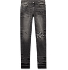 AMIRI - Broken Skinny-Fit Distressed Stretch-Denim Jeans - Dark gray