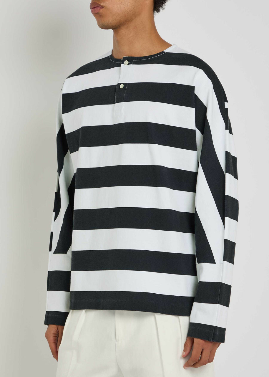 Jacquemus Le Tshirt Mariniére Striped Cotton T-shirt White And Blue
