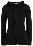 Liberowe Ruffled Wool Cardigan Black