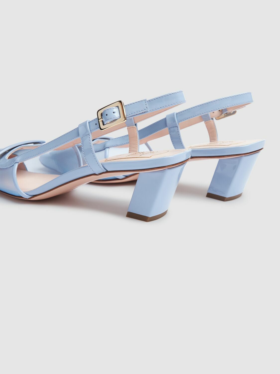 ROGER VIVIER 25S VIVIER SLINGBACK 45MM IN BLUE DENIM EMBELLISHED CRYSTALS