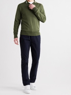 MR P. - Contrast-Trimmed Silk and Cotton-Blend Half-Zip Sweater - Green - XS