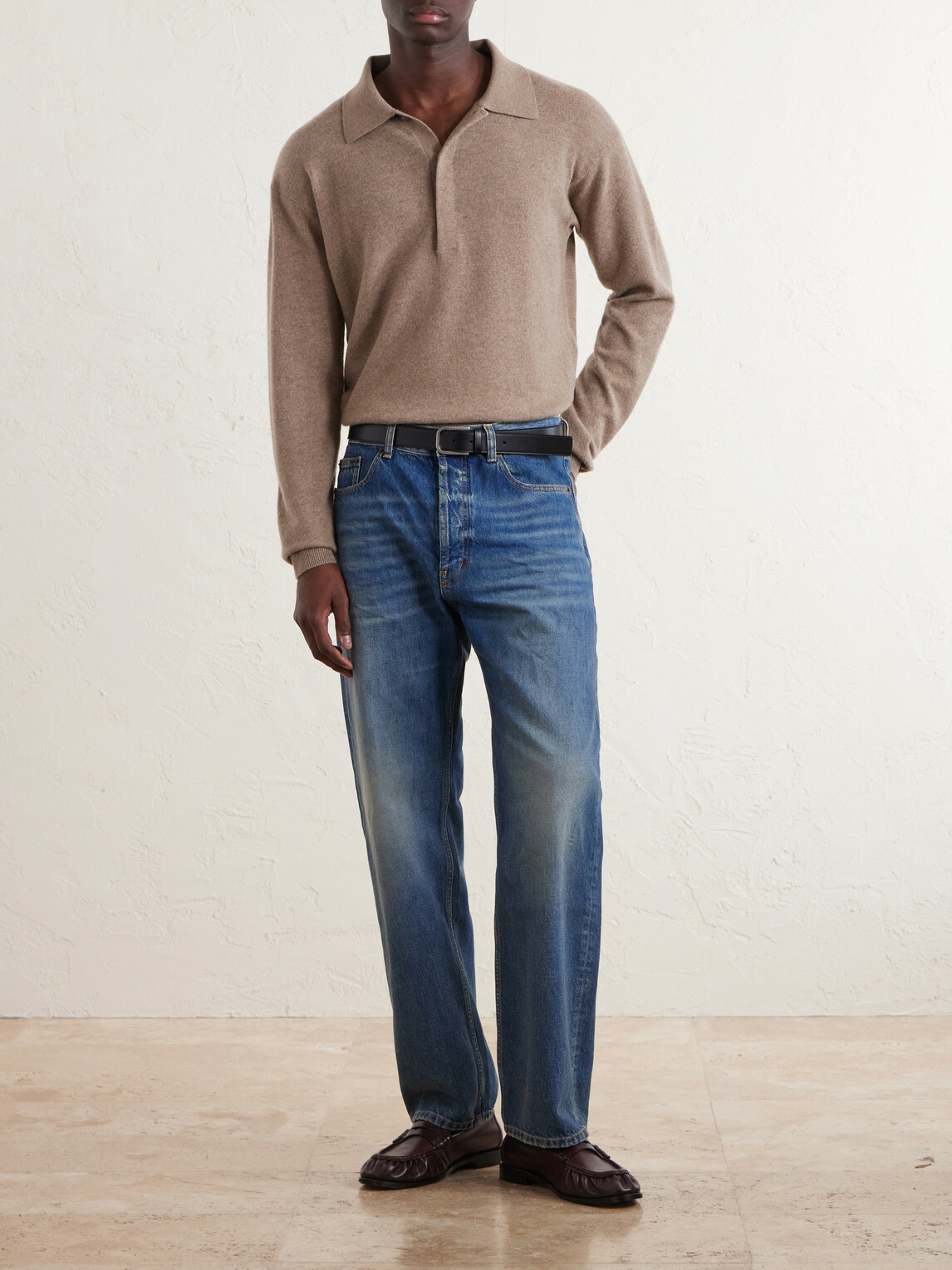SAINT LAURENT - Wool Polo Sweater - Brown