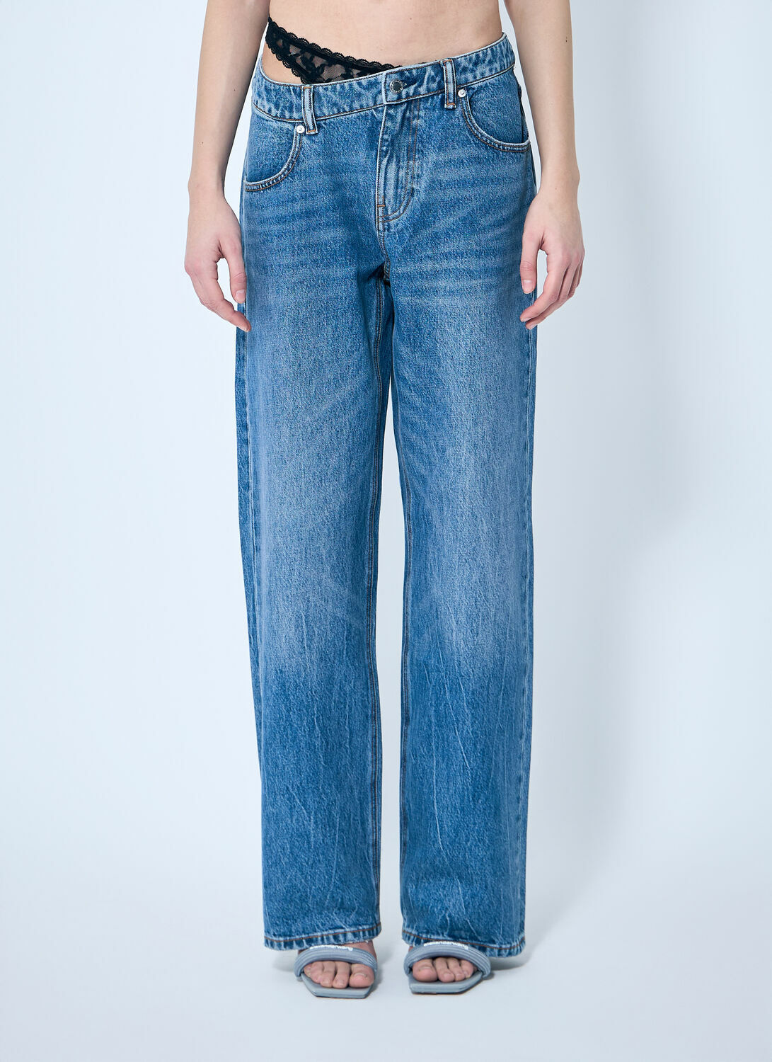 Alexander Wang Dip-Side Jeans With Exposed Lace Underwear