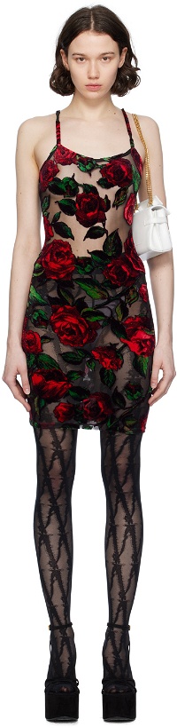 Photo: Balmain Black & Red Rose Minidress
