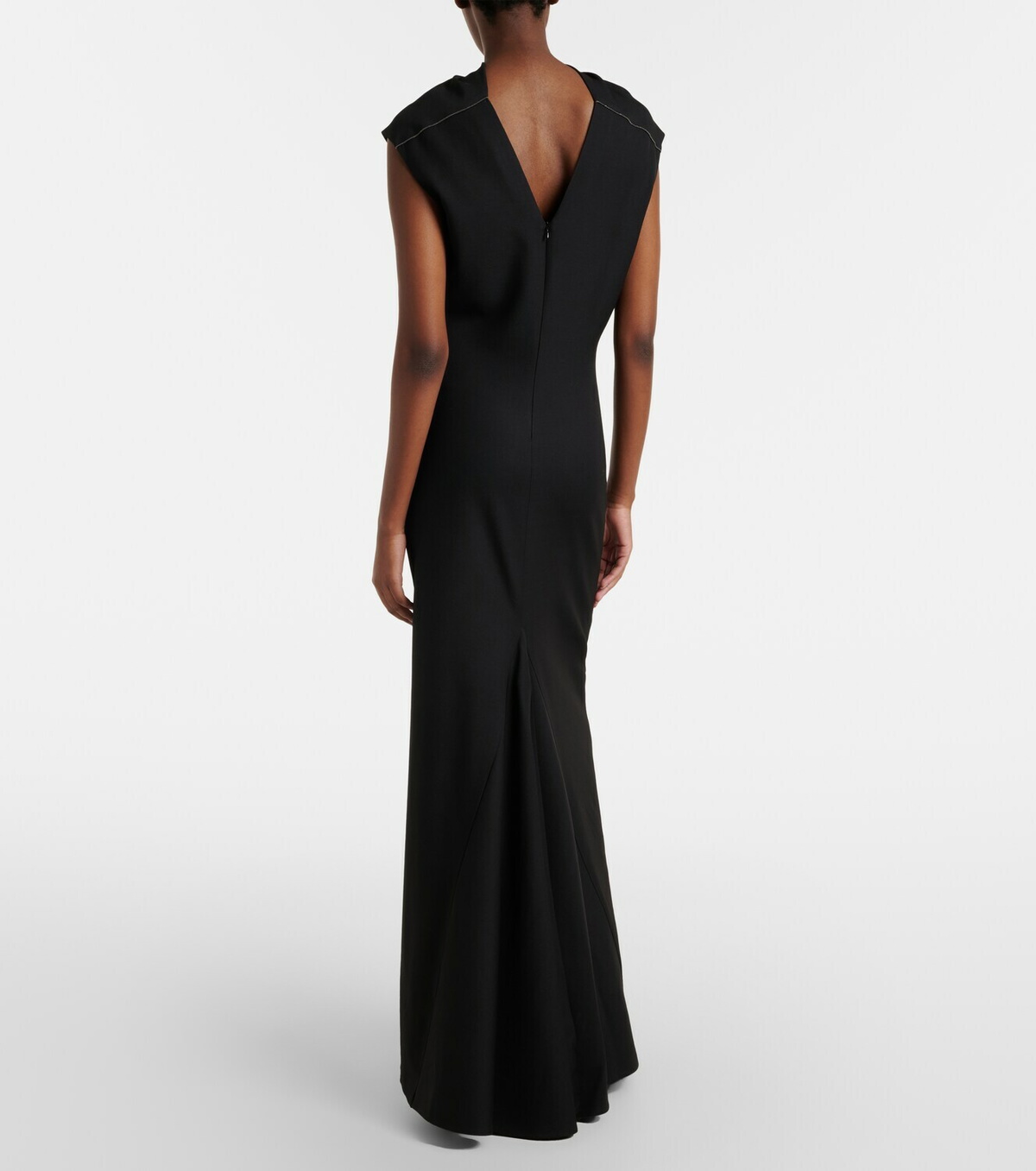 Brunello Cucinelli Monili draped wool-blend gown