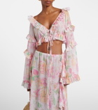 Bananhot Anita floral ruffled off-shoulder crop top