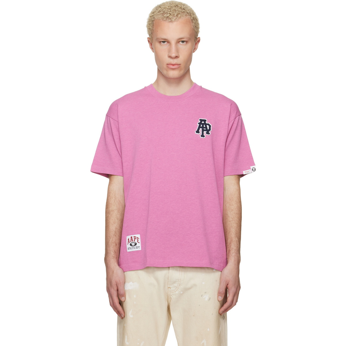 AAPE by A Bathing Ape Pink Logo Patch T-shirt
