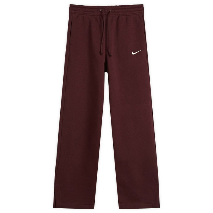 Photo: Nike Women's Phoenix Fleece Wide Sweat Pant in Burgundy/Sail