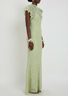 DE LA Vali Laia Floral Lace Maxi Dress Light Green