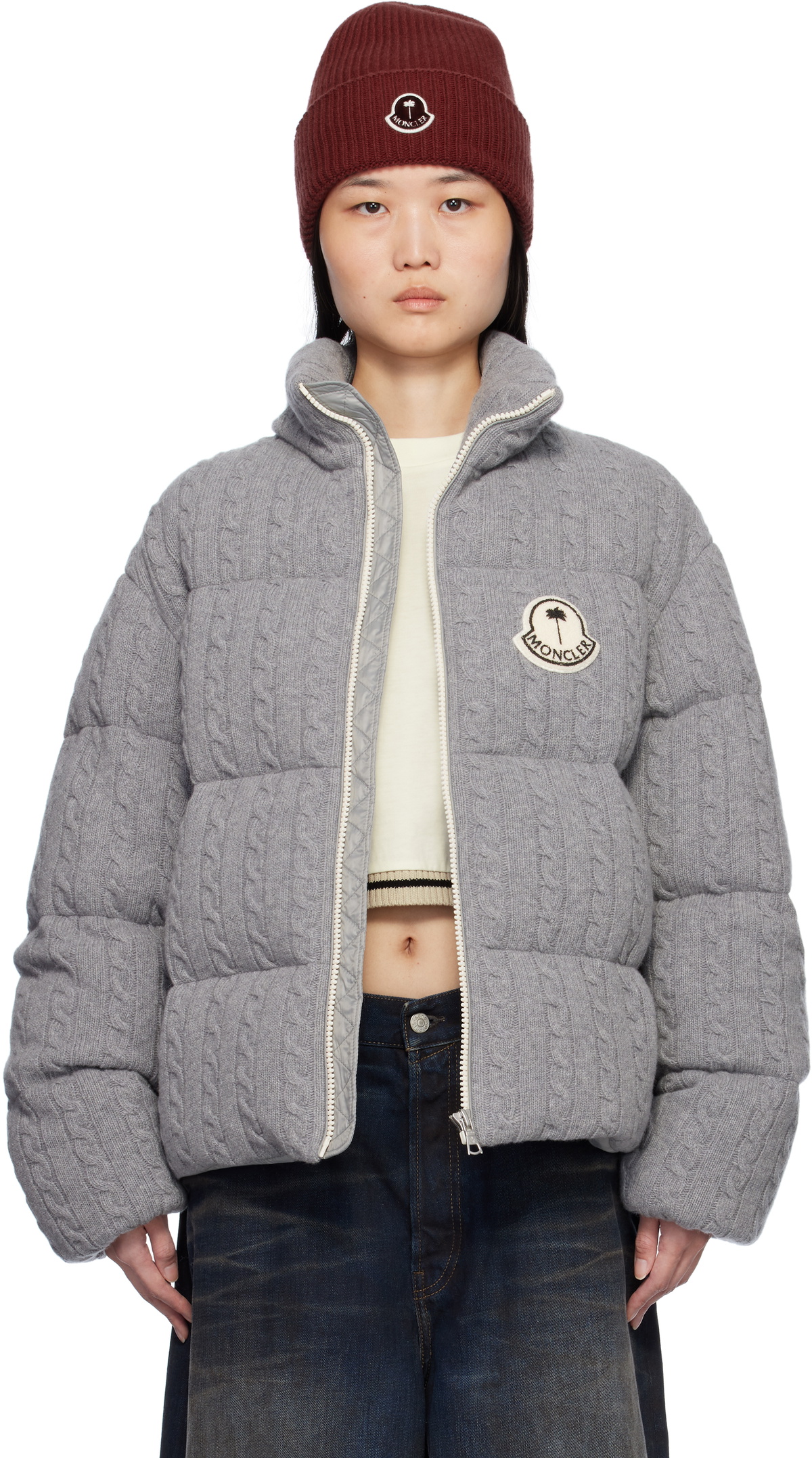 ジャケット・アウター MONCLER gunius palm Angels Moncler Genius Moncler x Palm Angels Gray Austru Down Jacket