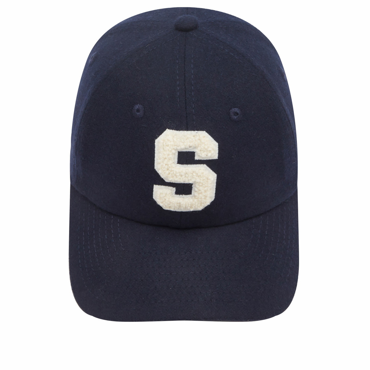 Sporty & Rich Women's Boucle S Wool Hat in Navy Cream 