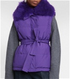 Yves Salomon Belted shearling-trimmed down jacket