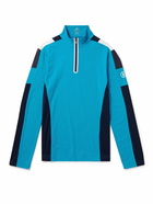 Bogner - Mica Colour-Block Logo-Print Stretch-Jersey Half-Zip Base Layer - Blue