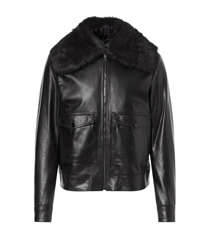 Photo: Dolce&Gabbana Shearling-trimmed leather jacket