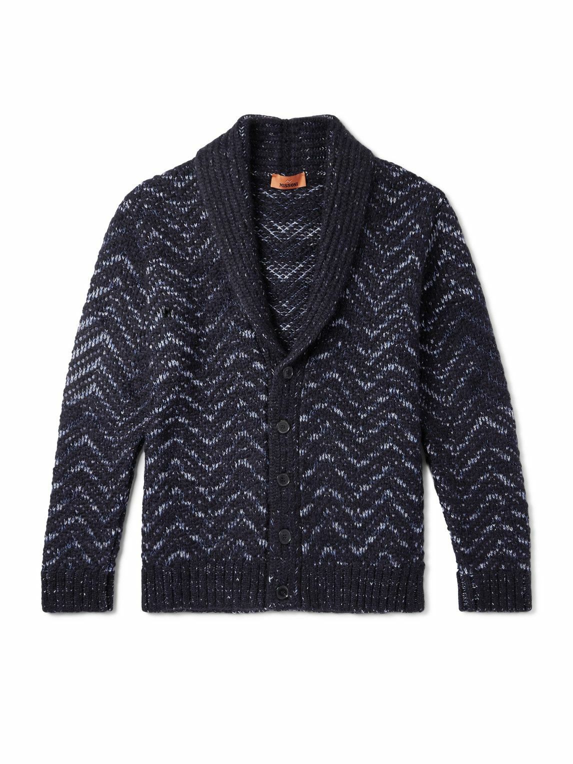 Missoni - Shawl-Collar Jacquard-Knit Cardigan - Blue