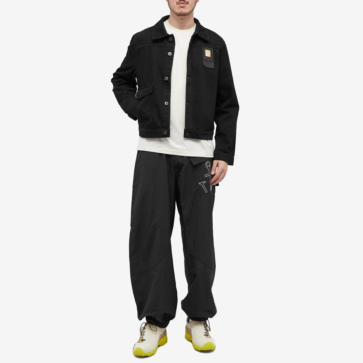 Jw Anderson Sim Card Cotton Trucker Jacket In Black