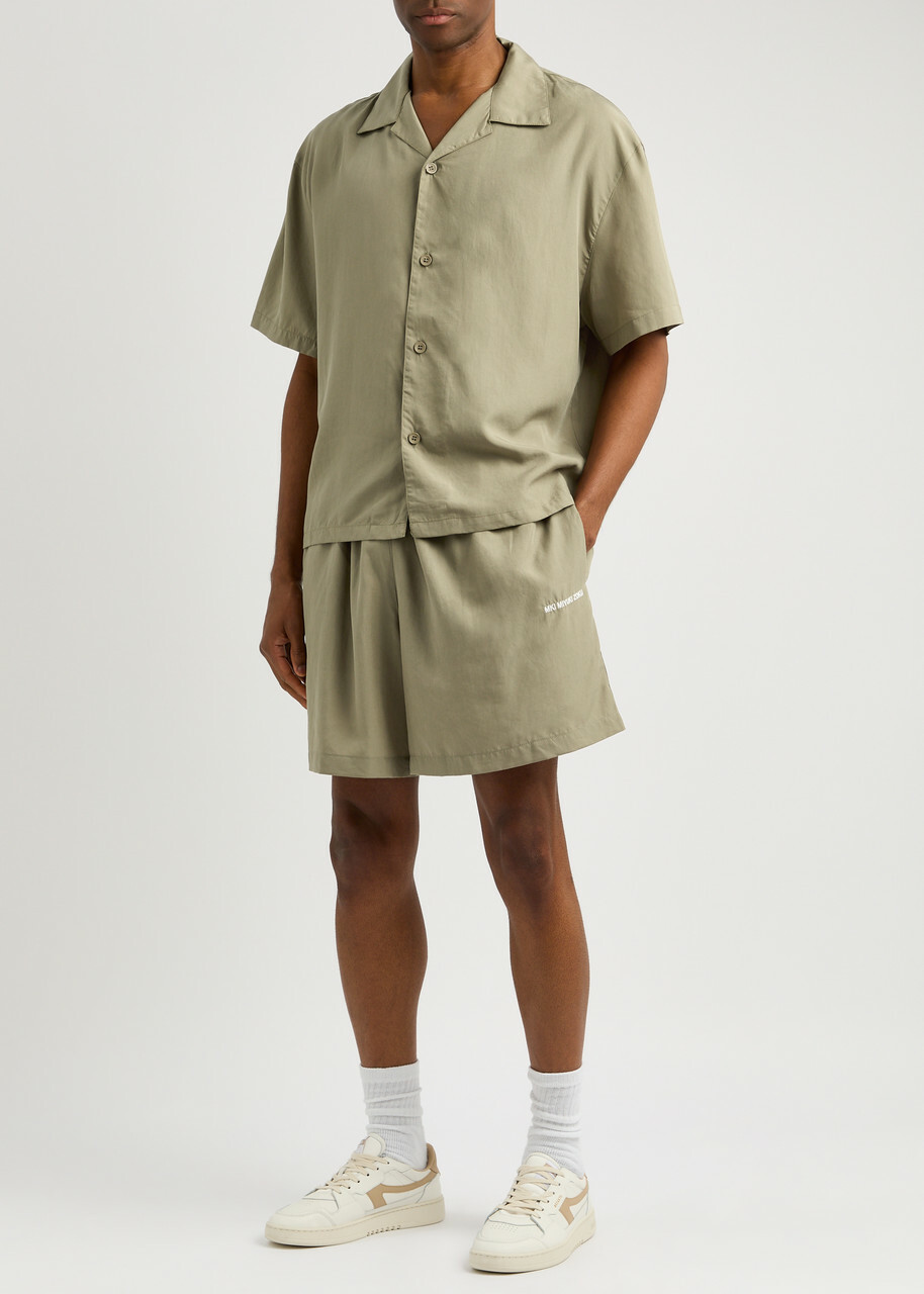 Mki Miyuki Zoku Logo-embroidered Shorts Sage