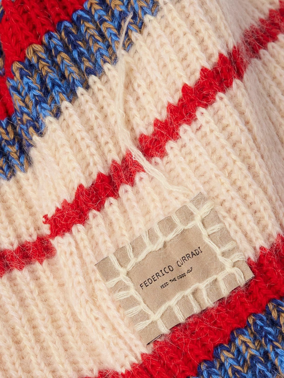 Federico Curradi - Fringed Striped Ribbed Wool-Blend Scarf