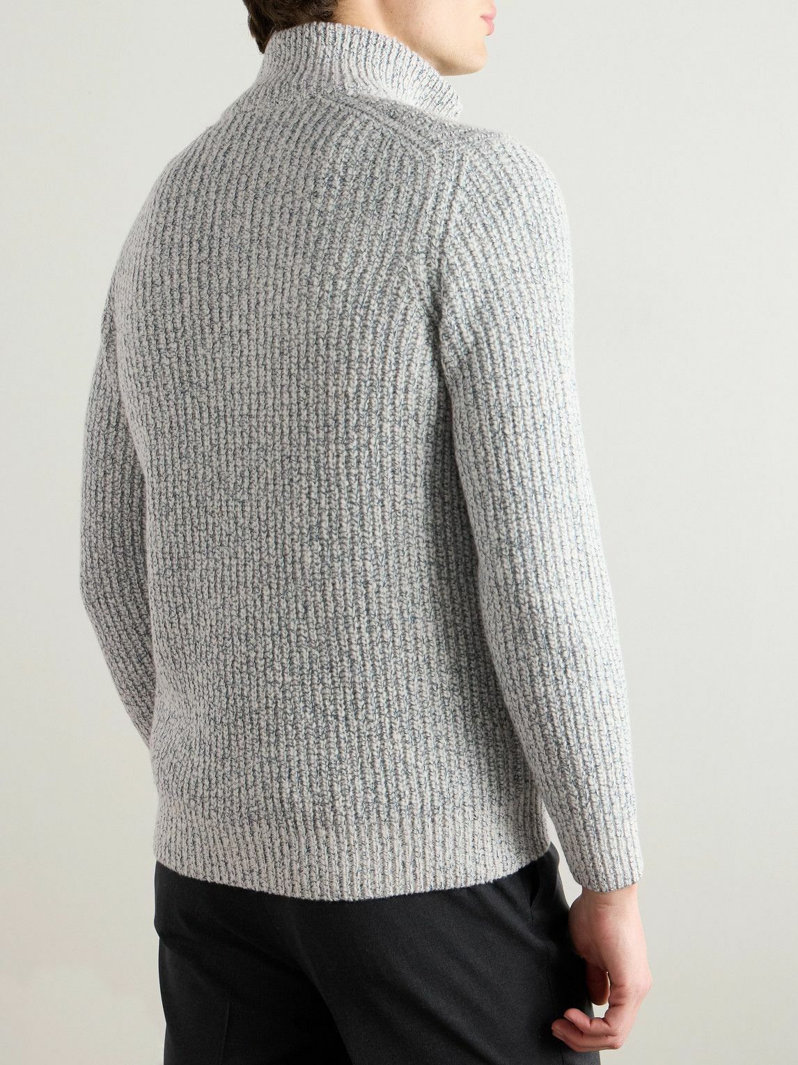 Brunello Cucinelli - Ribbed Wool, Silk and Cashmere-Blend Zip-Up Cardigan - Neutrals