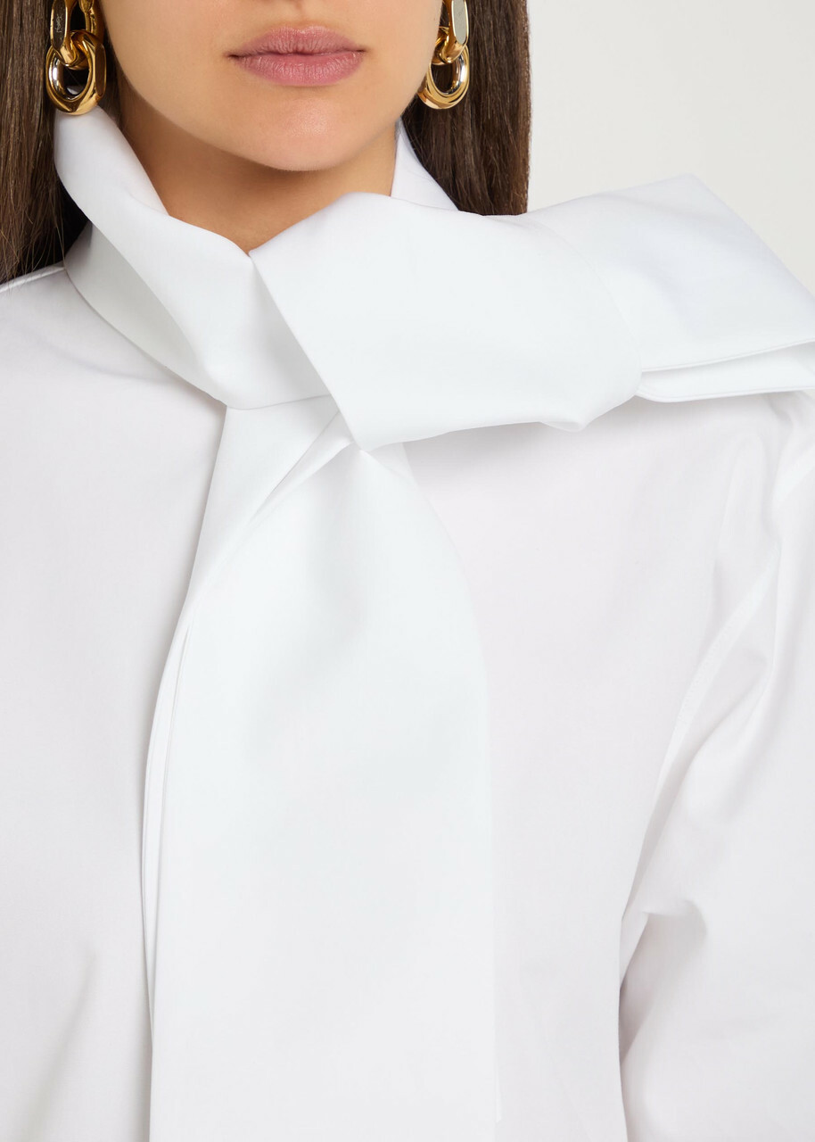 Saint Laurent Scarf-effect Cotton-poplin Shirt White