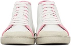 Saint Laurent White & Pink Court Classic SL/39 Mid Sneakers