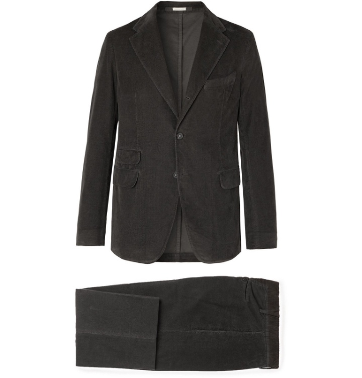 Photo: Massimo Alba - Black Cotton-Corduroy Suit - Black