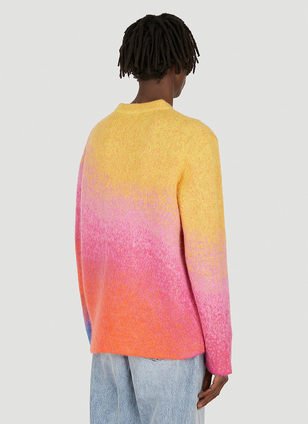 SWEATER en tricot de coton façonné d'un paysage abstrait…