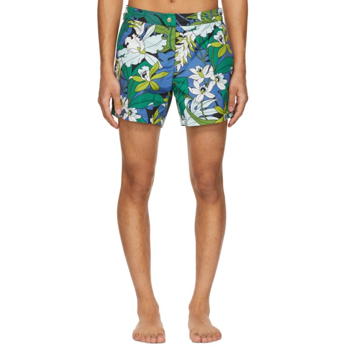 Photo: Tom Ford Blue and Green Tropical Print Swim Shorts