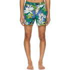 Tom Ford Blue and Green Tropical Print Swim Shorts