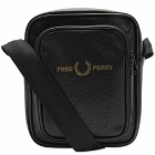 Fred Perry Men's Scotch Grain PU Side Bag in Black