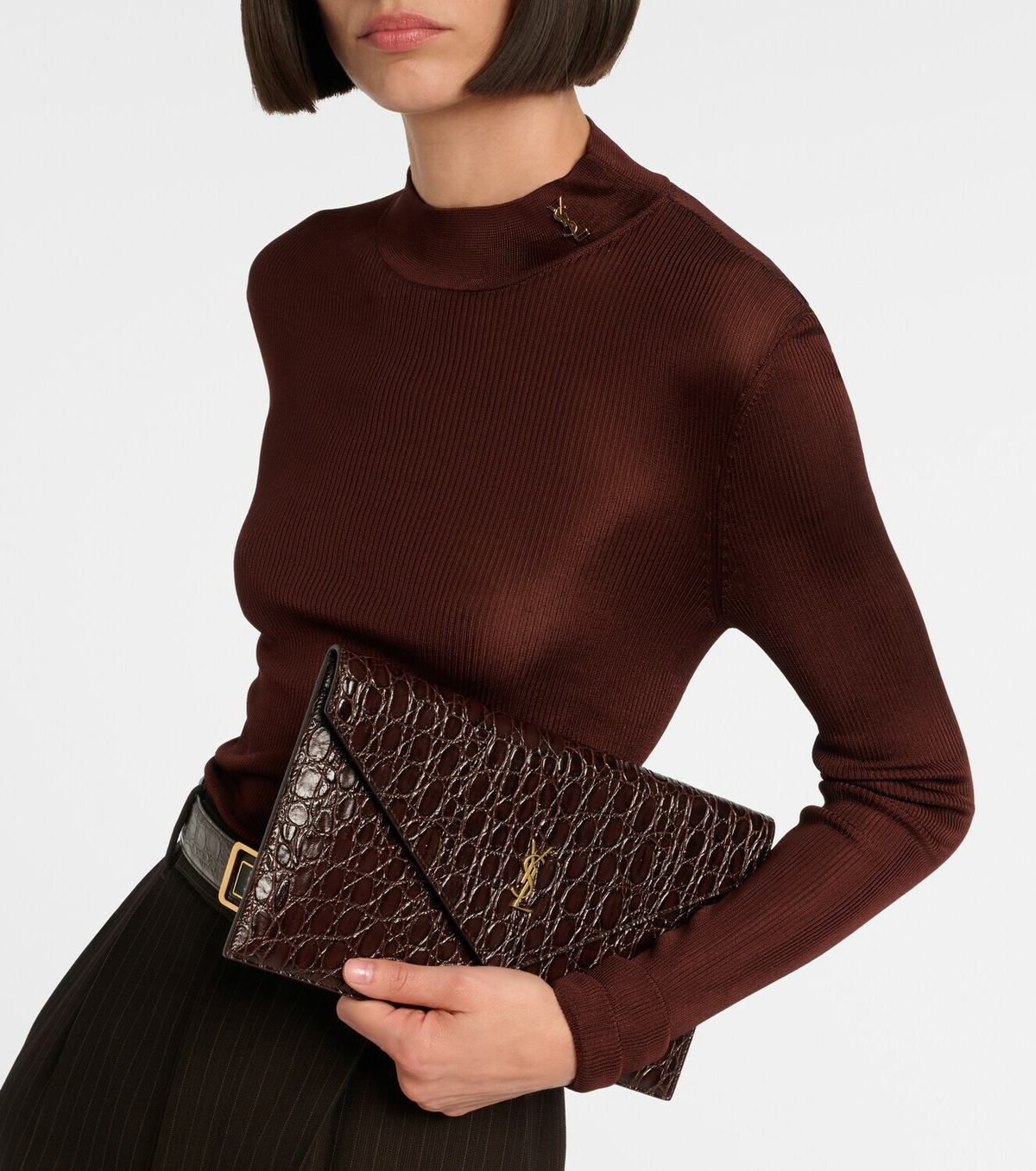 Saint Laurent Paris Cassandre leather clutch