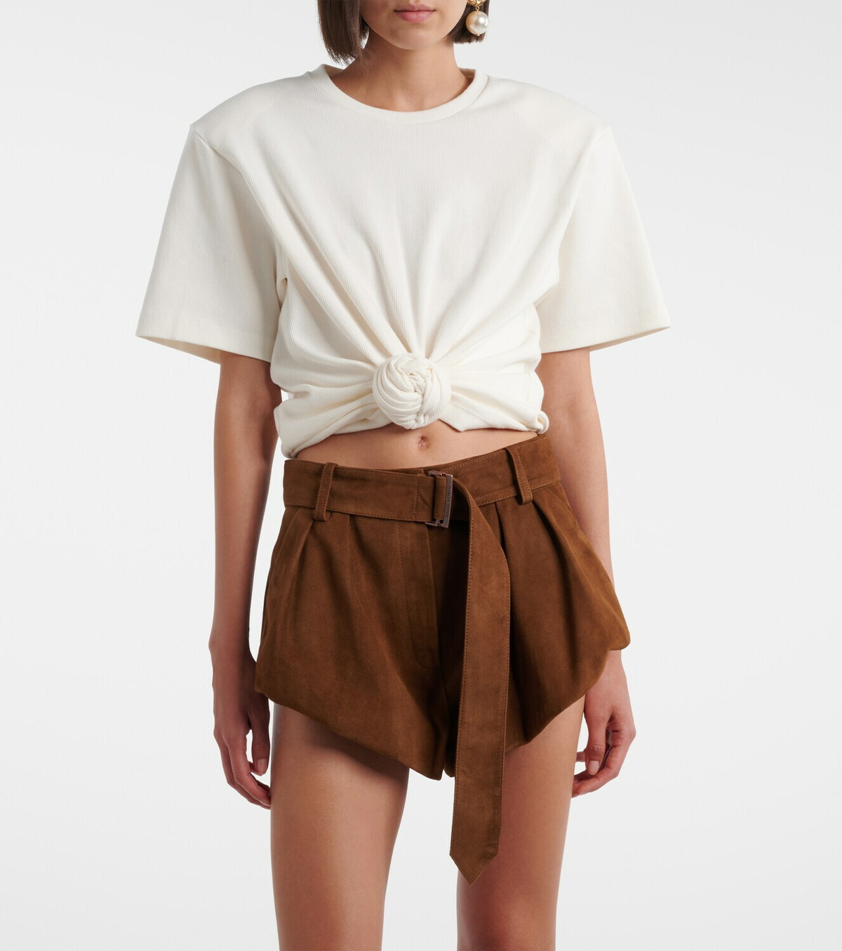 Magda Butrym Cropped cotton-blend T-shirt
