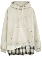 Maison mihara yasuhiro Distressed Layered-effect Hooded Cotton Sweatshirt White