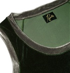 Needles - Logo-Embroidered Two-Tone Velour Tank Top - Green