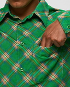 Erl Plaid Corduroy Shirt Woven Green - Mens - Overshirts