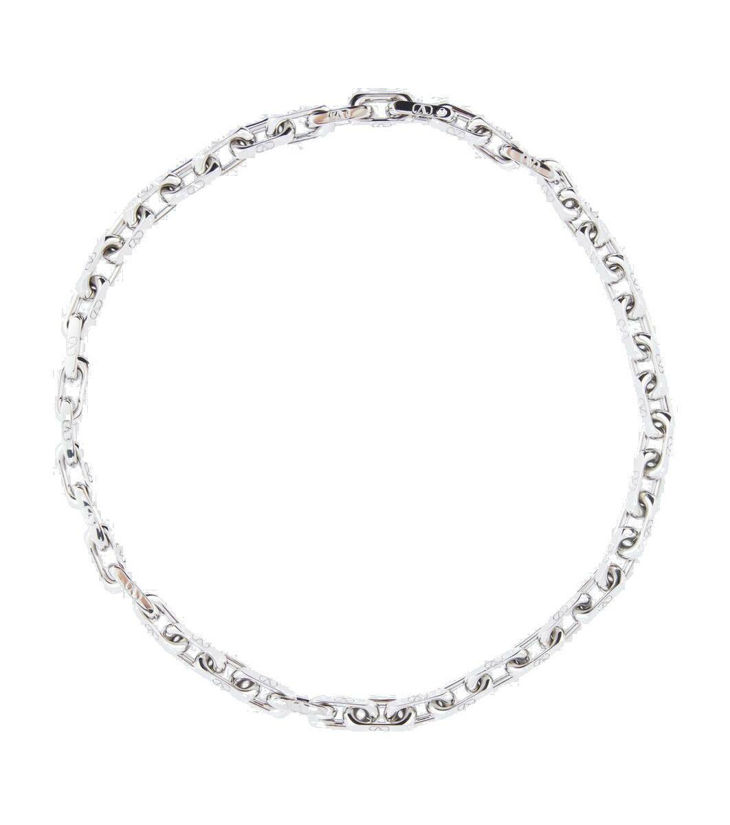 Valentino Garavani Silver VLogo Signature Pearl Choker Valentino Garavani